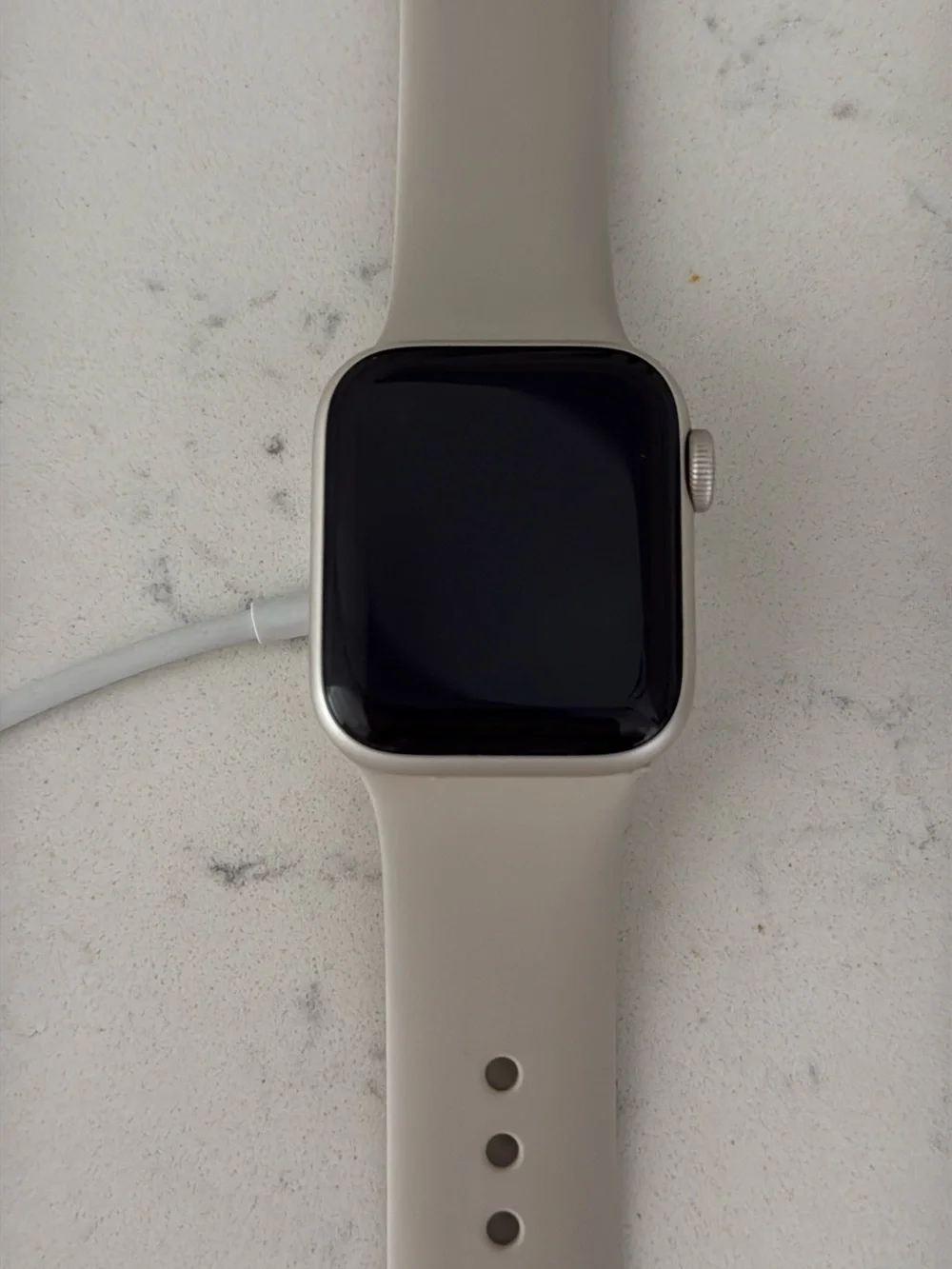 Apple Watch in Sandstone Gray with Silicone Sport Band